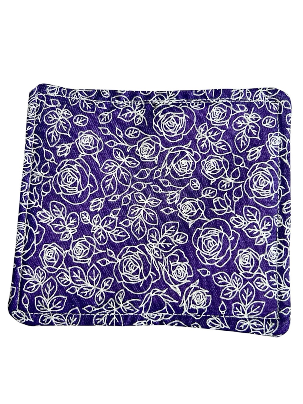 Hand Crafted Purple Green Floral Quilted Coaster Mug Rug Cotton - Picture 4 of 7
